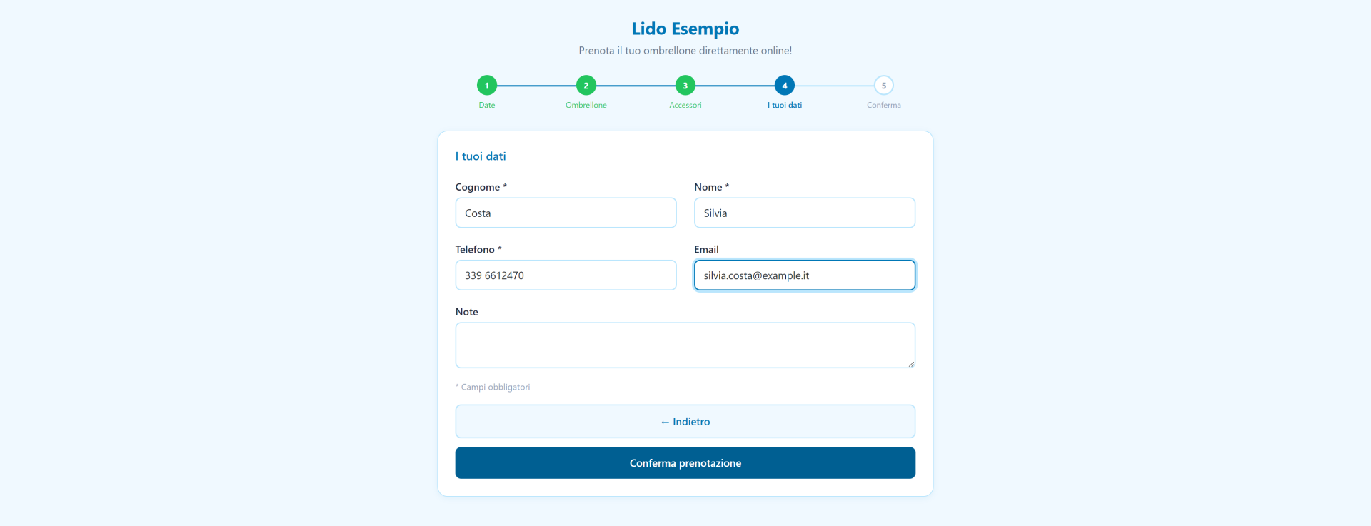 Dati del cliente